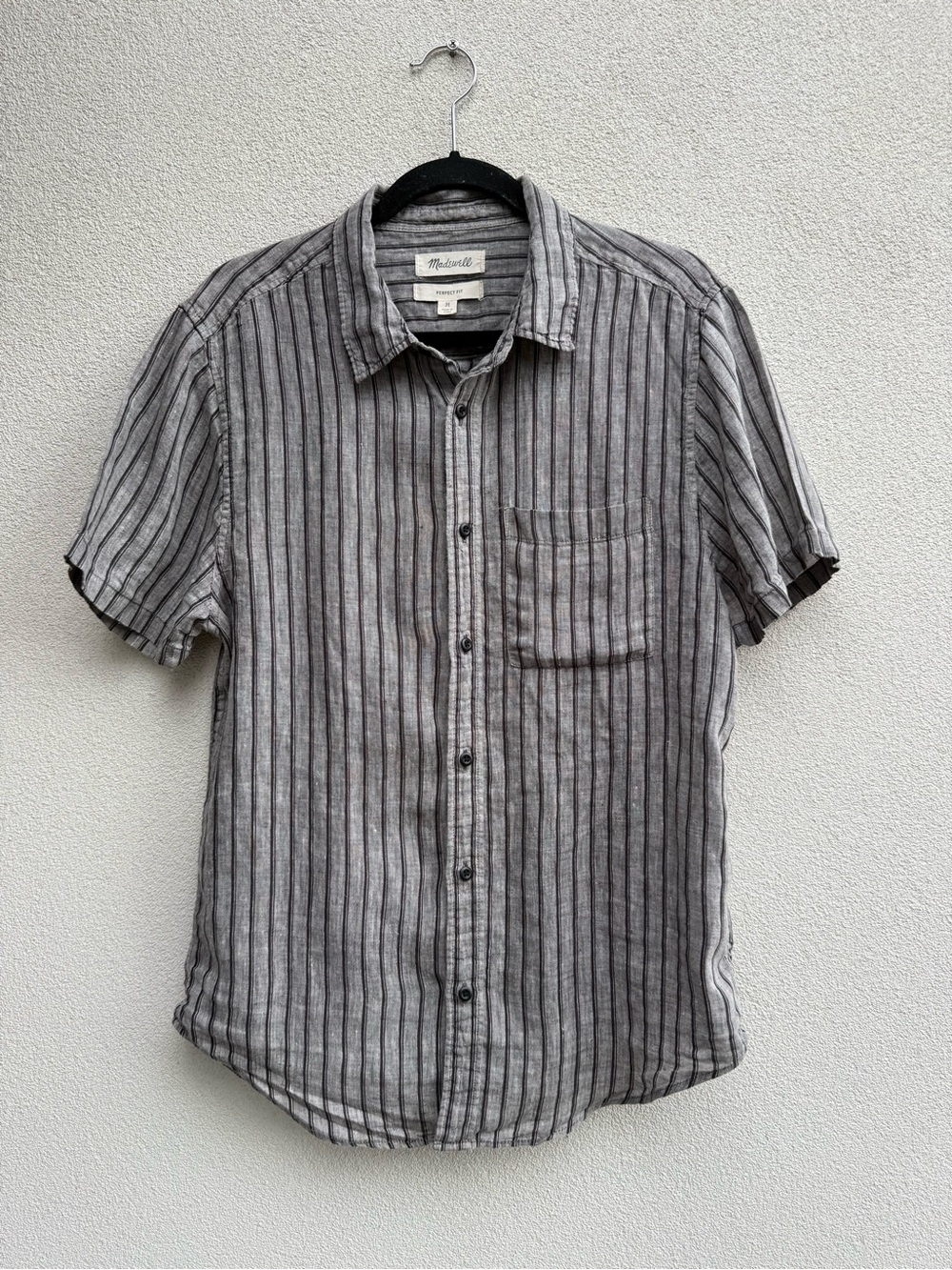 Madewell Men's 100% Linen Striped Button-Up Shirt Size M